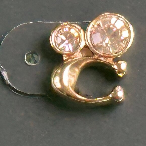 COACH SIGNATURE "C" CRYSTAL STUD EARRINGS:NWT GOLD/CLEAR C9450 - Picture 4 of 10